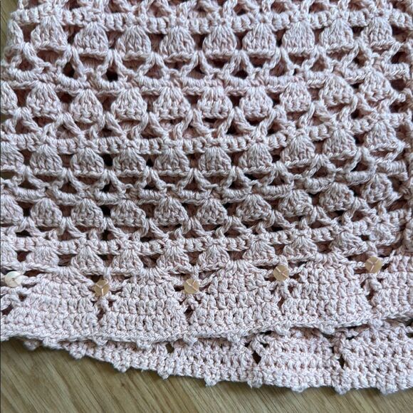 Kenzie Peach Pink Crochet Sleeveless Top Cotton Size Medium - Picture 2 of 3